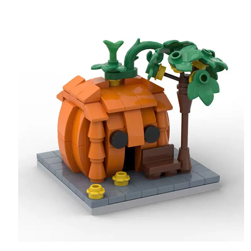 MOC الإبداعية اليقطين منزل كتل تجميع الجسيمات الصغيرة DIY بناء هالوين هدية نموذج لعبة عطلة