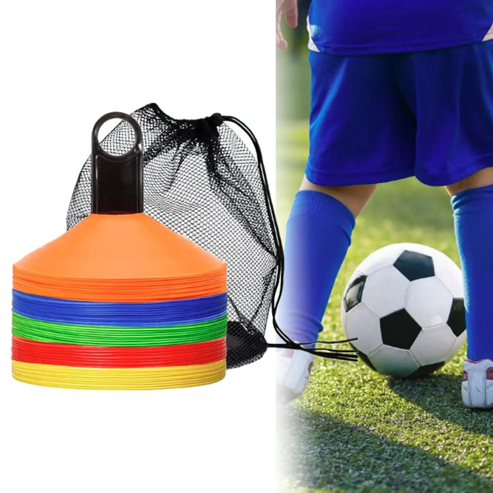 

50x Agility Soccer Cones Soccer Training Cones for Running Drills Skating Outdoor Kids Games Physical Fitness Training Football