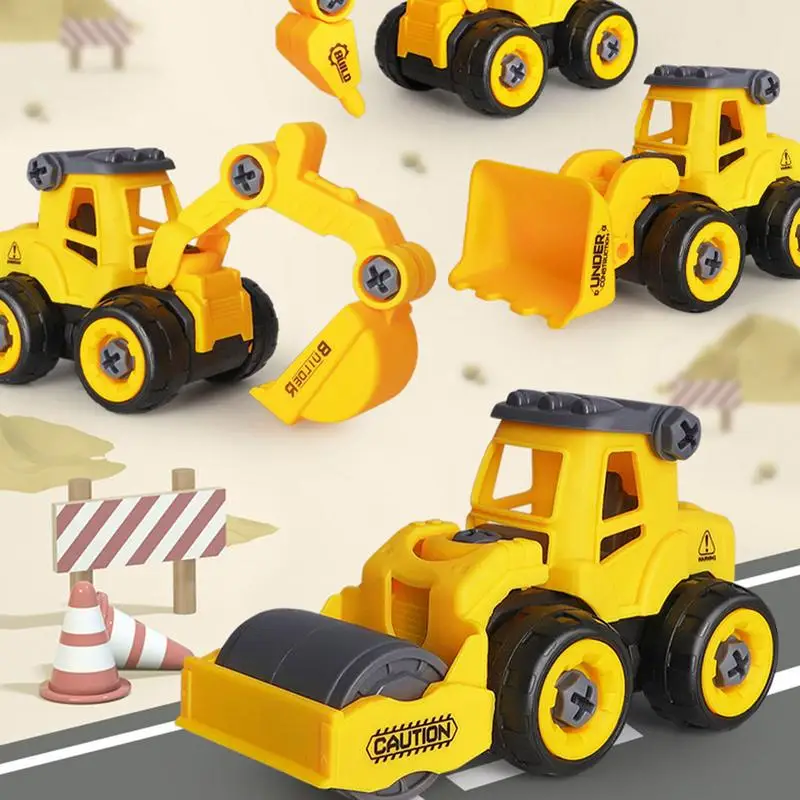 Take NOTE-Ensemble de 4 camions de construction pour enfants, jouets d'apprentissage