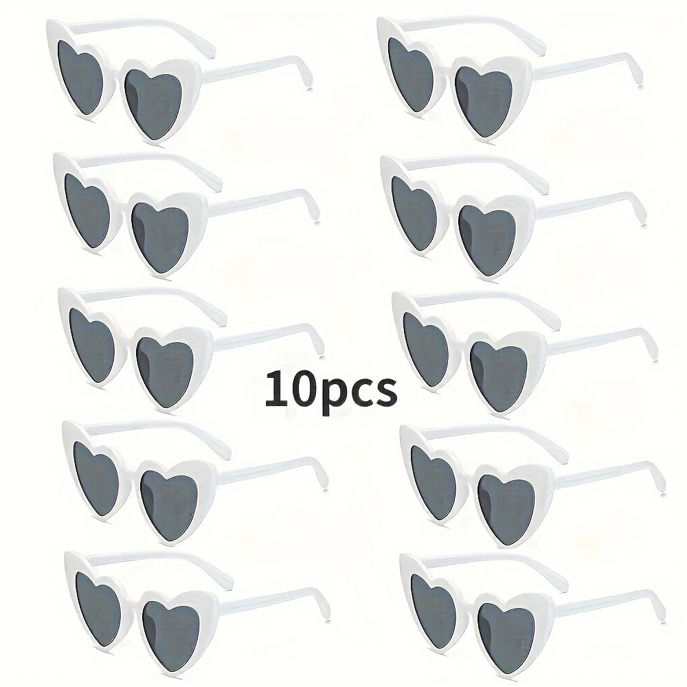 10er-Pack Herz-Sonnenbrillen im Vintage-Stil mit Katzenaugen-Herz-Brillen, Retro-Sonnenbrillen für die Junggesellenabschied, in großen Mengen für Damen
