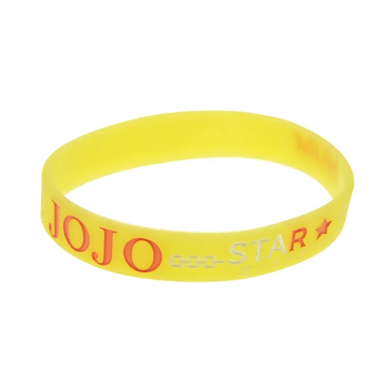 50 PCS JoJo Bizarre Adventure Kujo Jotaro Star Platinum Silicone Wristband Anime Gifts Yellow Glow in Dark