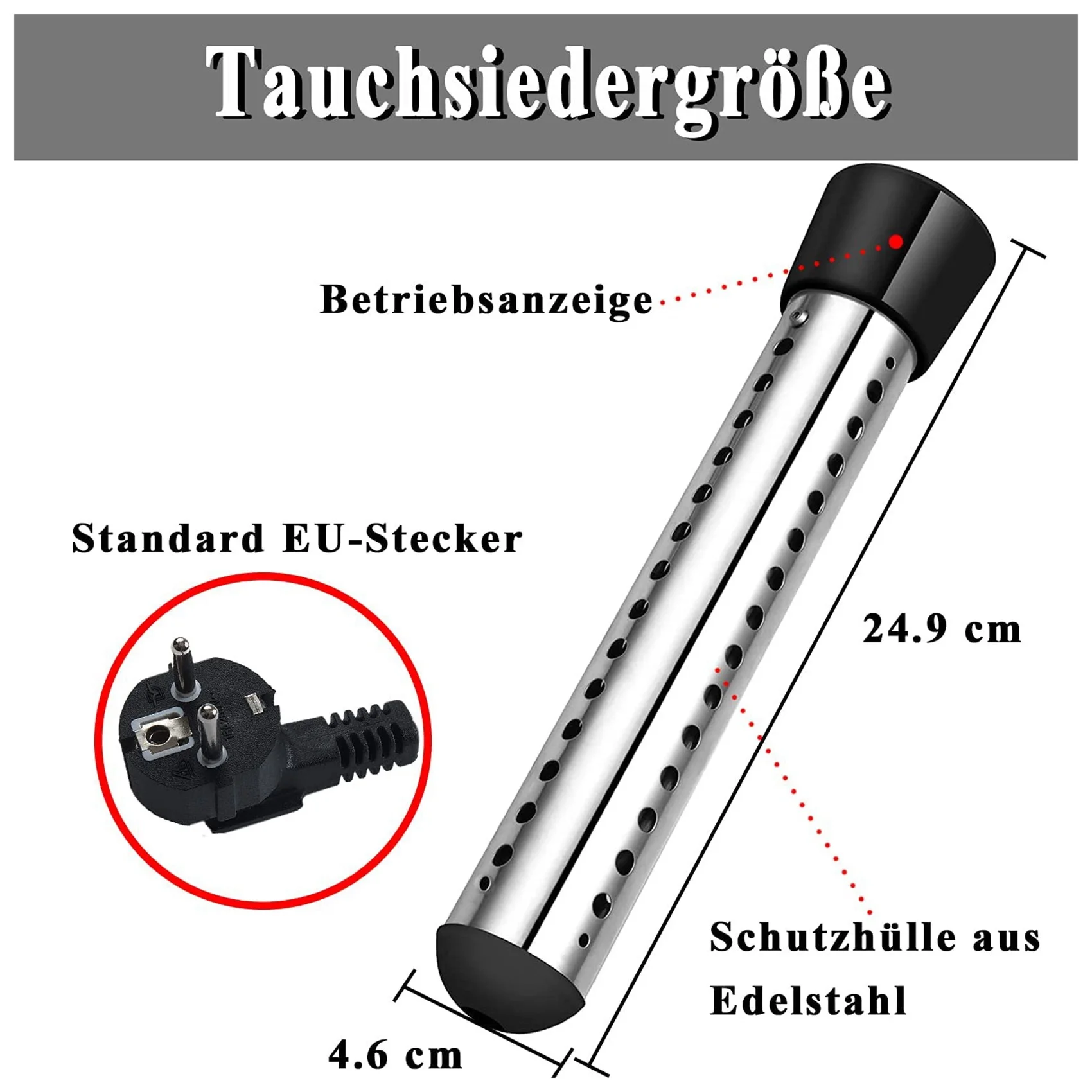 2500w Tauchsieder, Pool heizung automatischer Timer, sichere Pool heizung Tauchsieder, perfekt für Heim-EU-Stecker