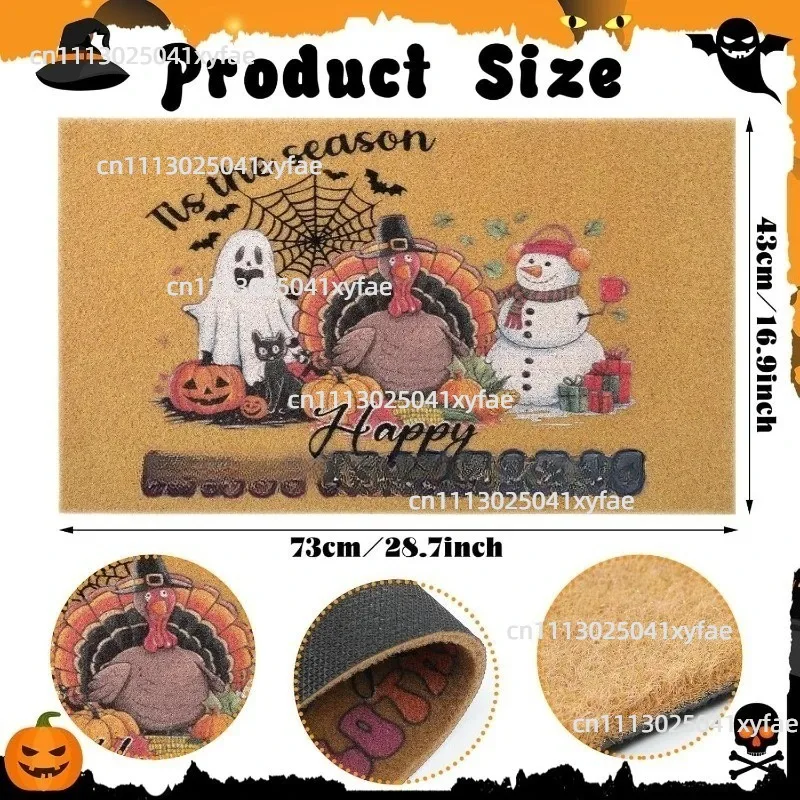 Christmas Snowman & Halloween Themed Entrance Mat Anti-slip Bottom Household Decor Mat For Kitchen