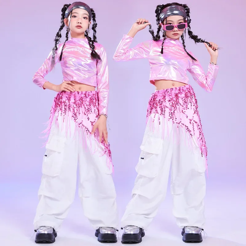 

Kids Hip Hop Clothing Kpop Outfits Girls Cheerleading Jazz Dance Costume Children Ballroom Dance Suits Street Dancewear