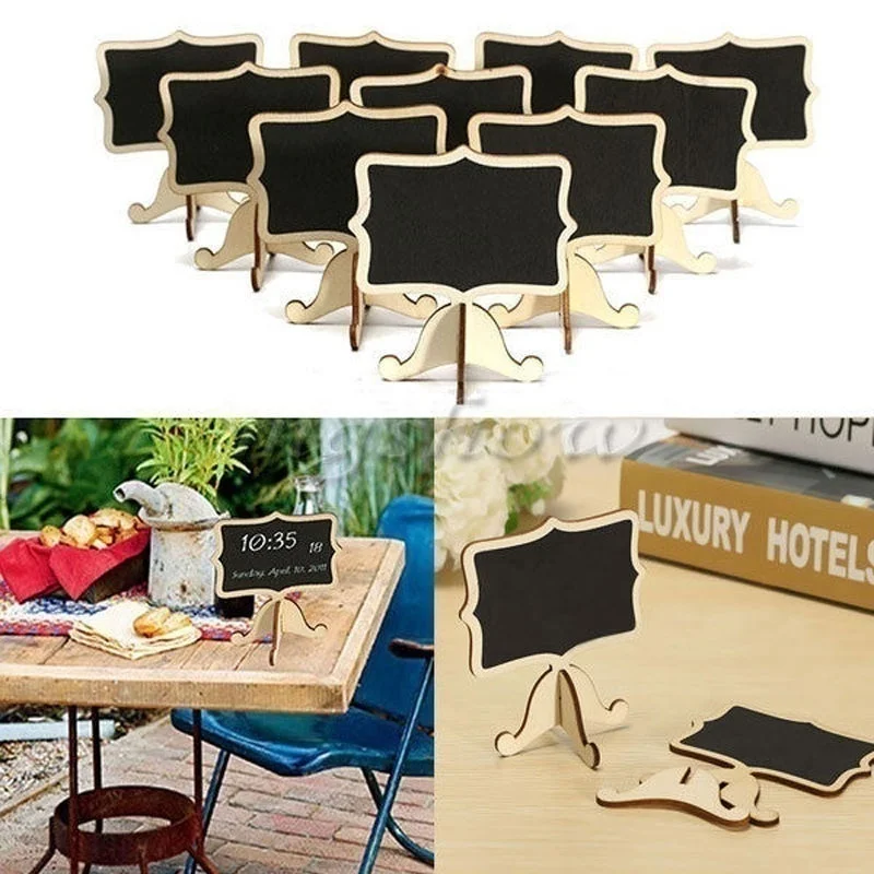 10PCS Mini Wooden Chalkboard Signs Small Desktop Message Boards For Wedding Party Table Decor Crafts Photo Props Name Cards