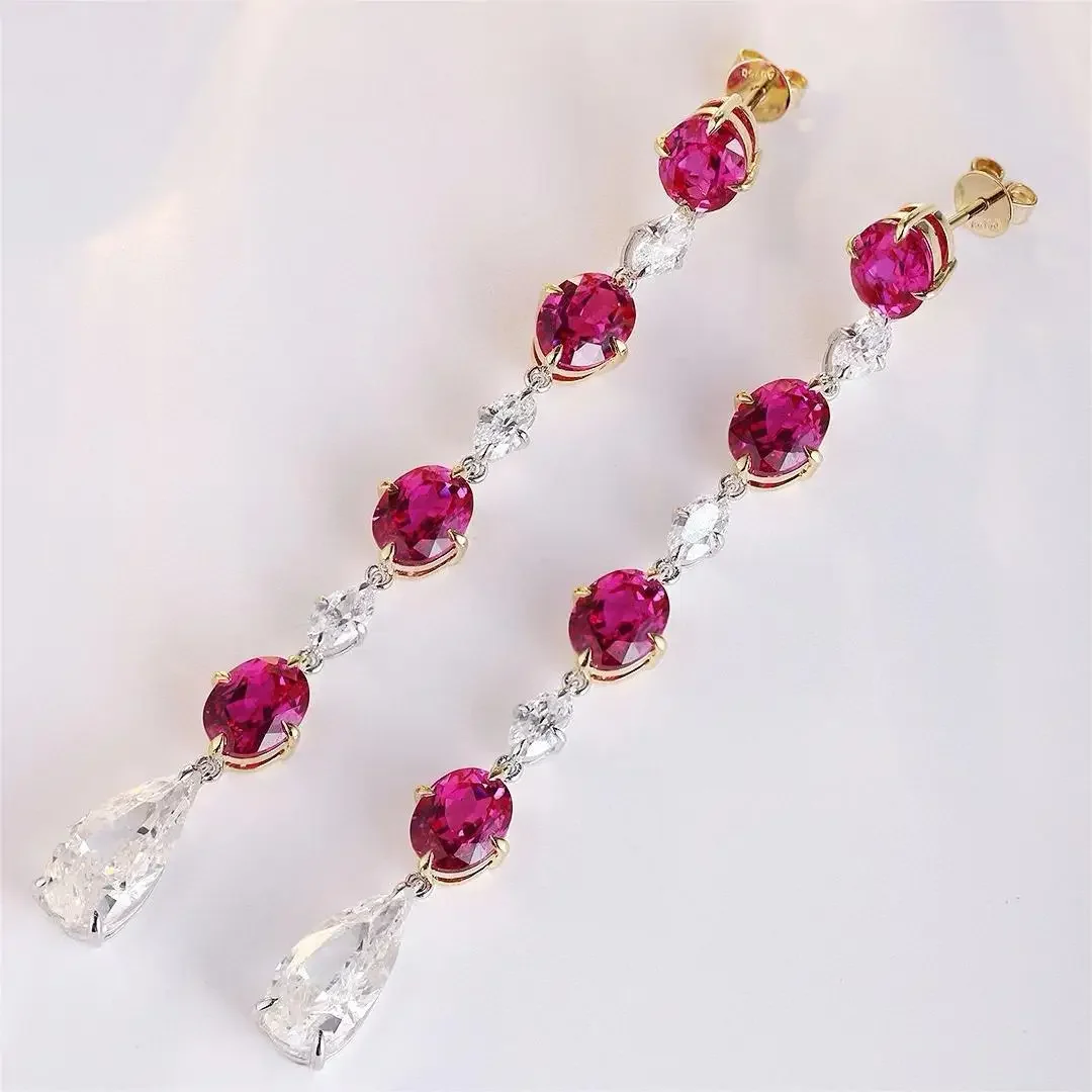 Pirmiana New 18k Gold 10.1ct Lad Grown Ruby Earring High Fine Jewelry for Women Party Gift