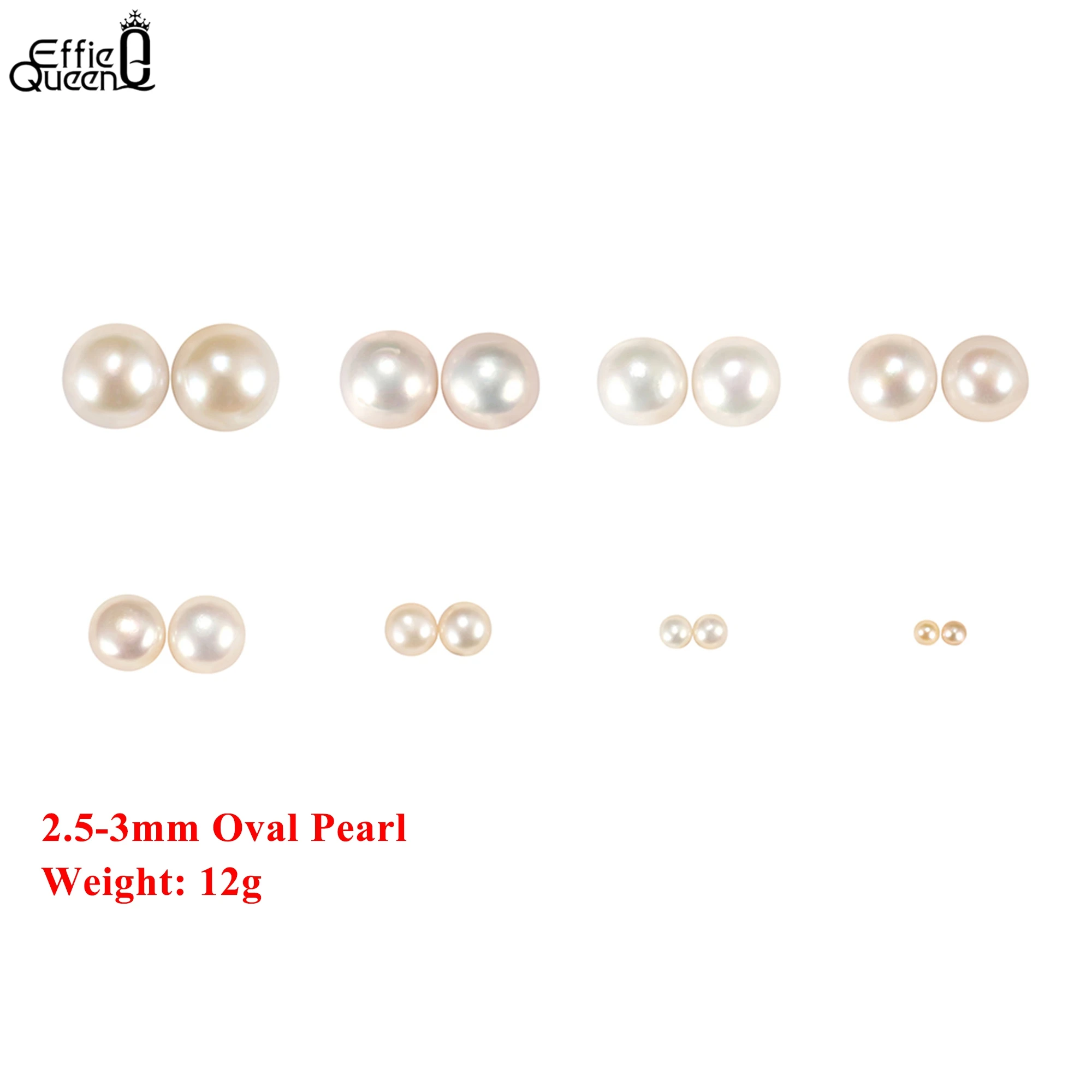 

EFFIE QUEEN 1 Pack Freshwater Pearl Beads 2.5-12mm Oval Shaped Pearls Beads for Jewelry Making DIY Women Earrings Bracelet PP12