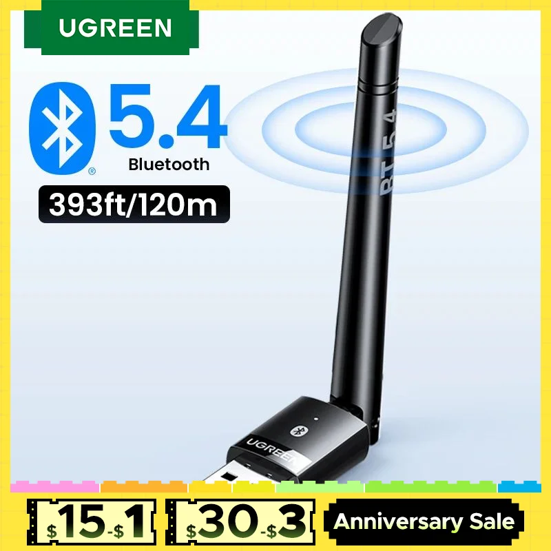 UGREEN USB Bluetooth 5.3 5.4 Adapter 120M Dongle for PC Wireless Mouse Keyboard Music Audio Receiver Transmitter Bluetooth