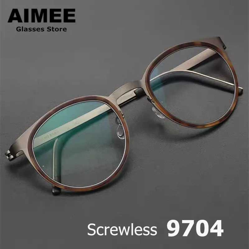 Brand Design Screwless Titanium Ultralight Glasses Frame Men Women Vintage Round Eyewear High Quality Hadmade Eyeglasses Gafas