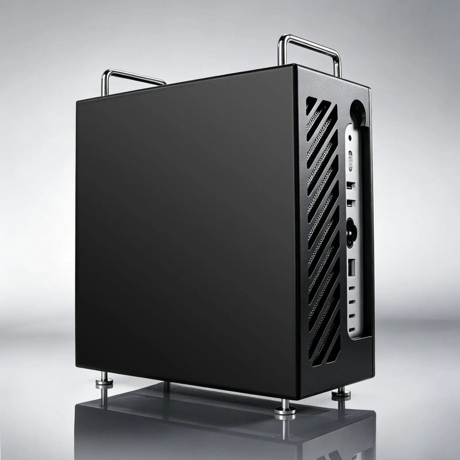 Frosted Acrylic Vertical Stand Case For Mac Studio M1/M2/M4 Ultra With Full Port Access Magnetic Side Cover Cooling Ventilation