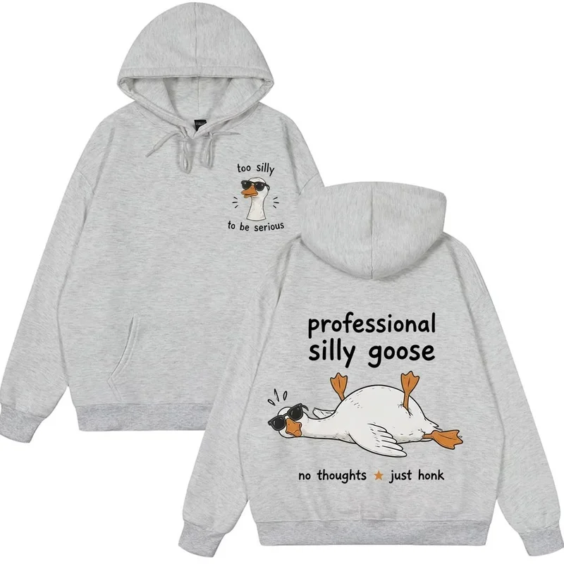 Meme Goose Print Sweatshirt, Funny, Men's and Women's, Fashion, Hooded, Long Sleeve, Loose, Oversized