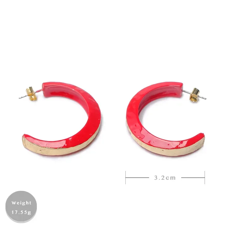 Fashionable Red Crescent Design Earrings