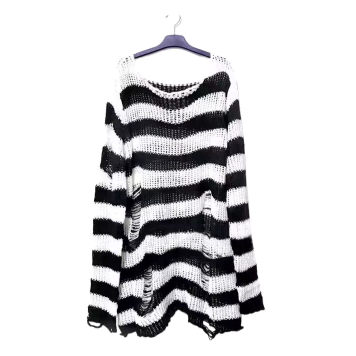 Anime NANA Okazaki Shinichi Cosplay Costume Unisex Stripe Knitted Sweater Ripped Irregular Sweaters Wig Man Woman Party Suit - view 3