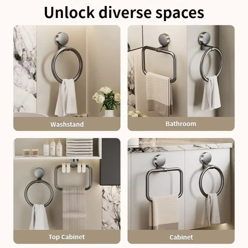 No Need To Drill Bathroom Towel Ring Wall Hanging Suction Cup Suction Cup Towel Holder Removable Kitchen Rag Rack Kitchen view 2