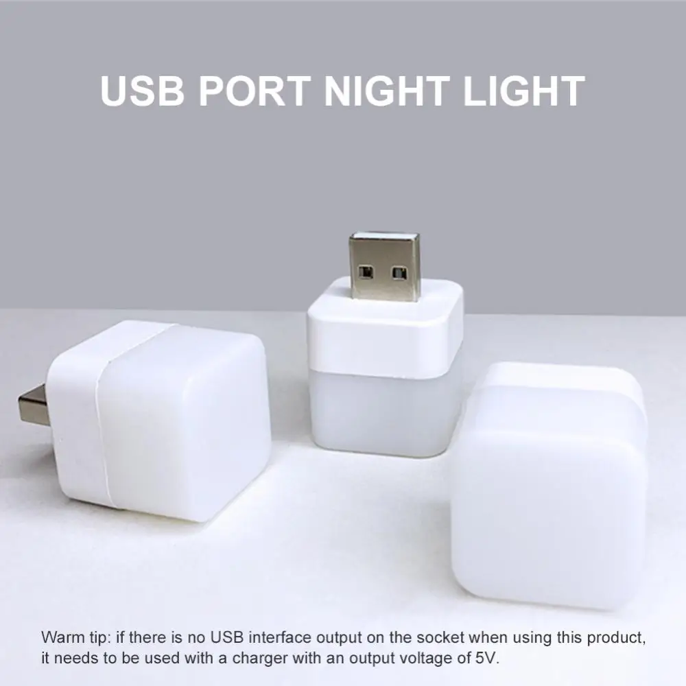 USB Night Light Mini LED Night Light USB Plug Lamp Power Bank Charging USB Book Lights Small Square Reading Eye Protection Lamps