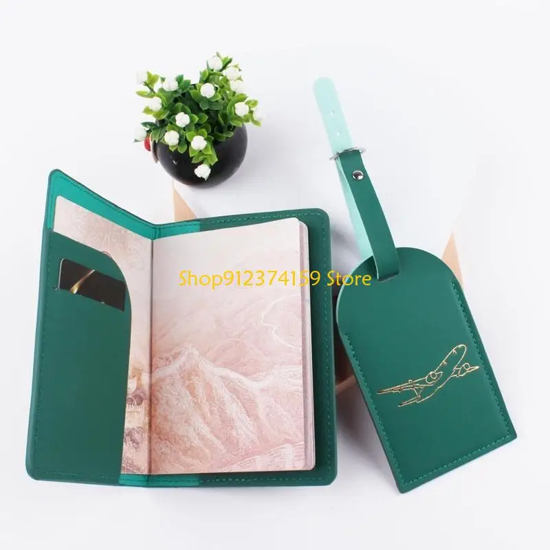 

G5AE 1Set PU Leather Luggage Tag Holder for Case Travel for Couples Honeymoo