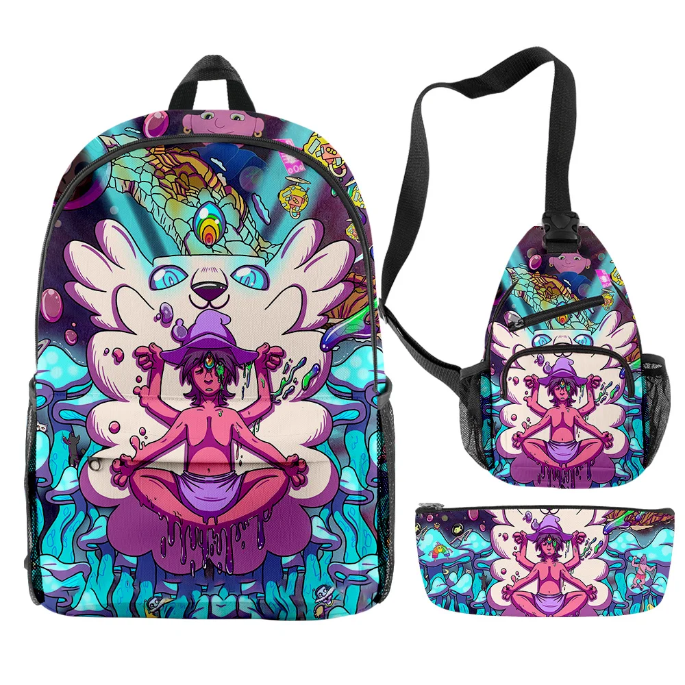 

Trendy Popular Funny The Midnight Gospel 3D Printed 3pcs/Set pupil School Bags Travel Laptop Backpack Chest Bag Pencil Case