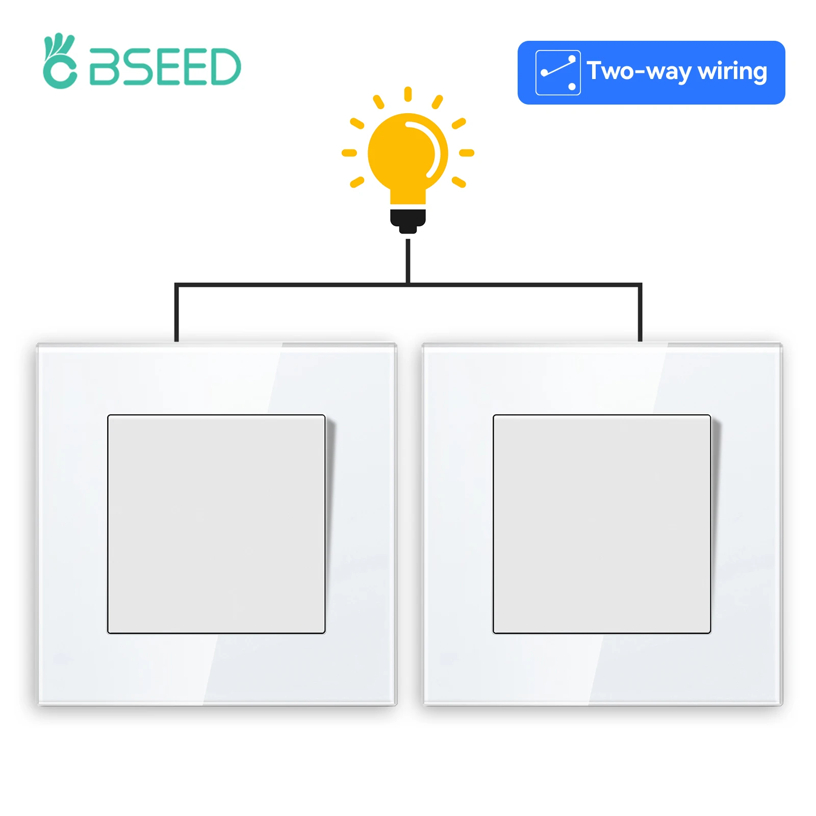 BSEED E-Serie 1Gang/2Gang 2Way Mechanische Knop Lichtschakelaar Glazen Frame Wandlamp schakelaar Aan Uit Voor Trappen Hal Gang