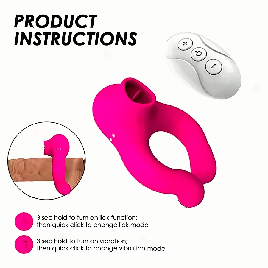 Anello del pene vibratore leccare la lingua vibratore stimolatore clitorideo ritardo eiaculazione anello vibrante del pene giocattolo del sesso per uomini coppie
