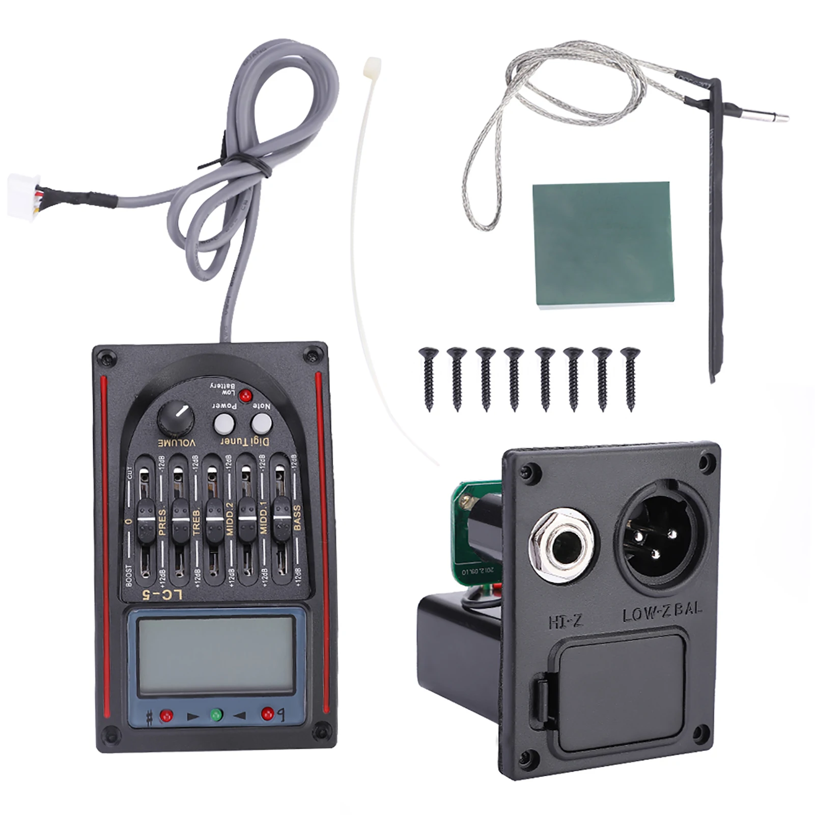 5-Band Guitar Pickup Guitar Piezo Preamp LCD 5-Band Acoustic Guitar Preamp EQ LC-5 Equalizer Tuner Piezo