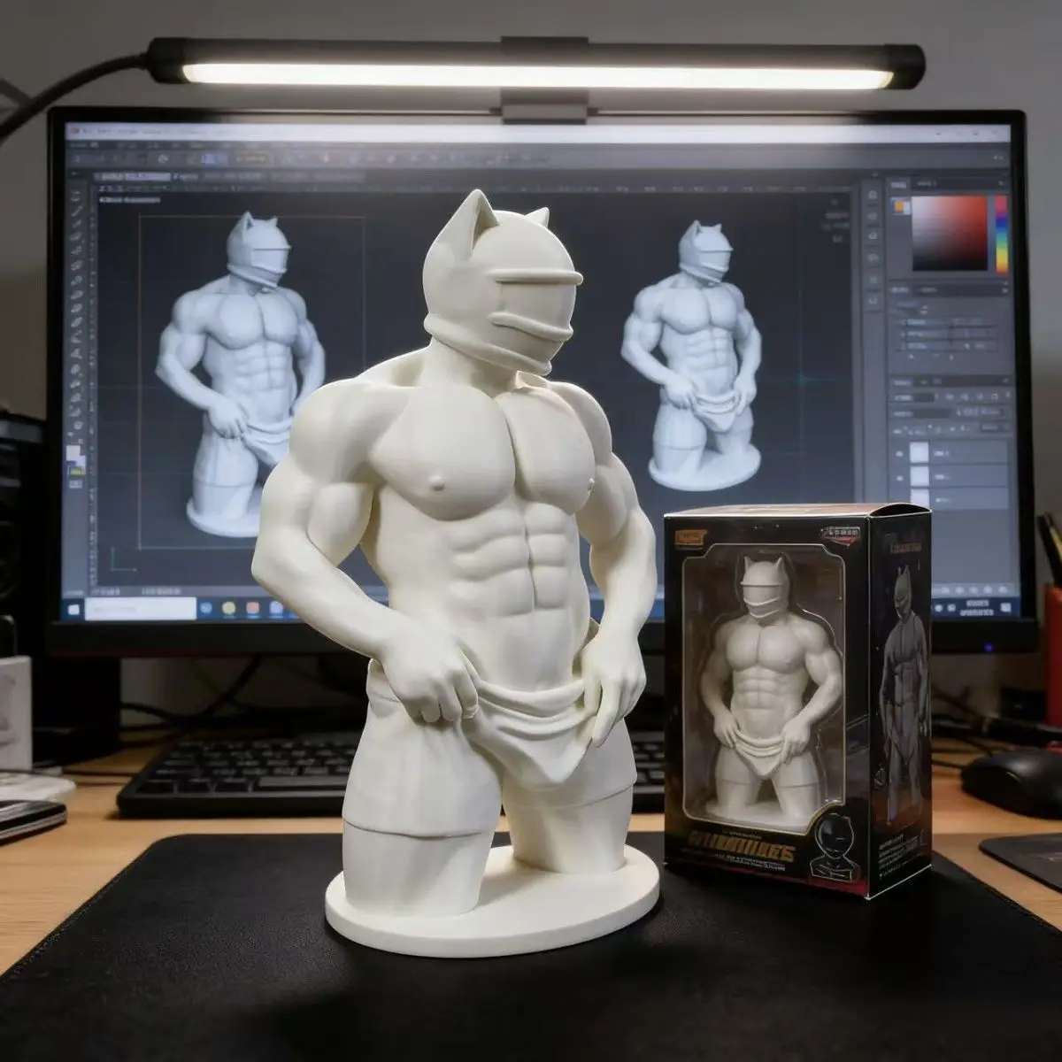 3D Printed muscular man Figurine Modern Desk Edge Ornament bodybuilding Style Tabletop Statue Collectible Gift for Boyfriend