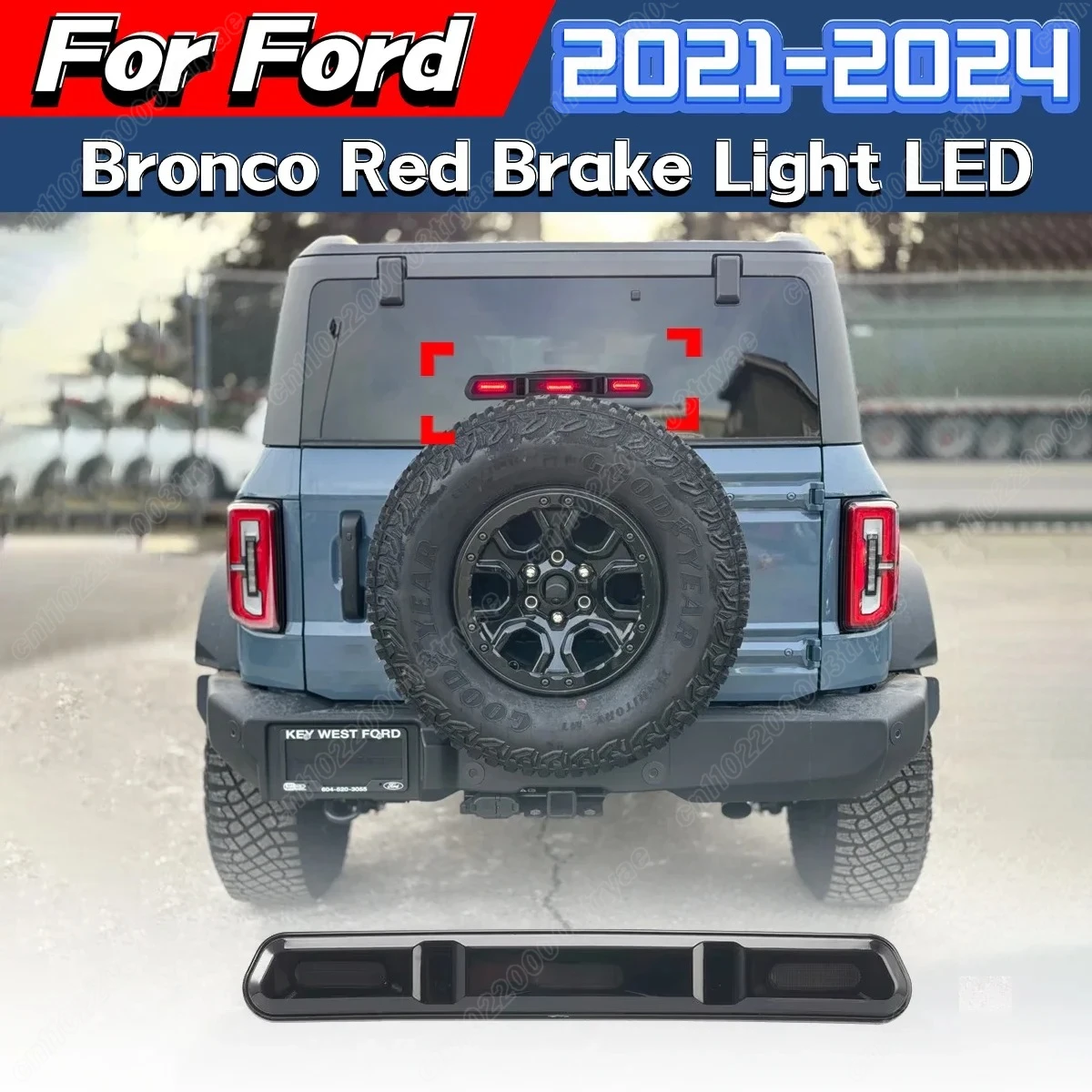 

Для Ford Bronco 2021 2022 2023, багажник автомобиля, красный светильник с высокой нагрузкой, светодиодный стоп-сигнал, замена заднего фонаря, украшение, модификация