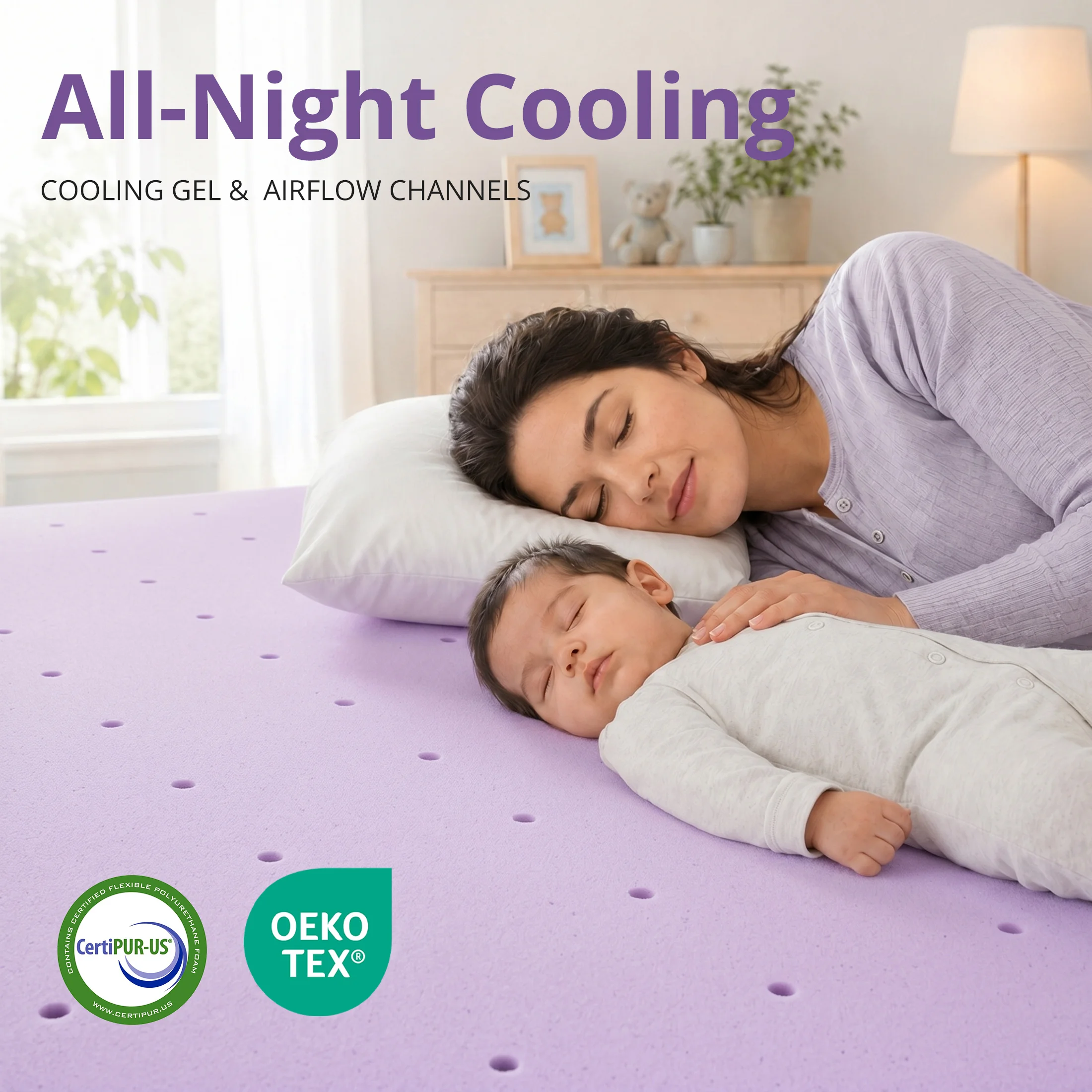 MCQ 3 Inch Purple Soft Bed Mattress Full Size Memory Foam Gel Breathable Cooling Mattress Soft Bed Topper Home Bedroom Furniture