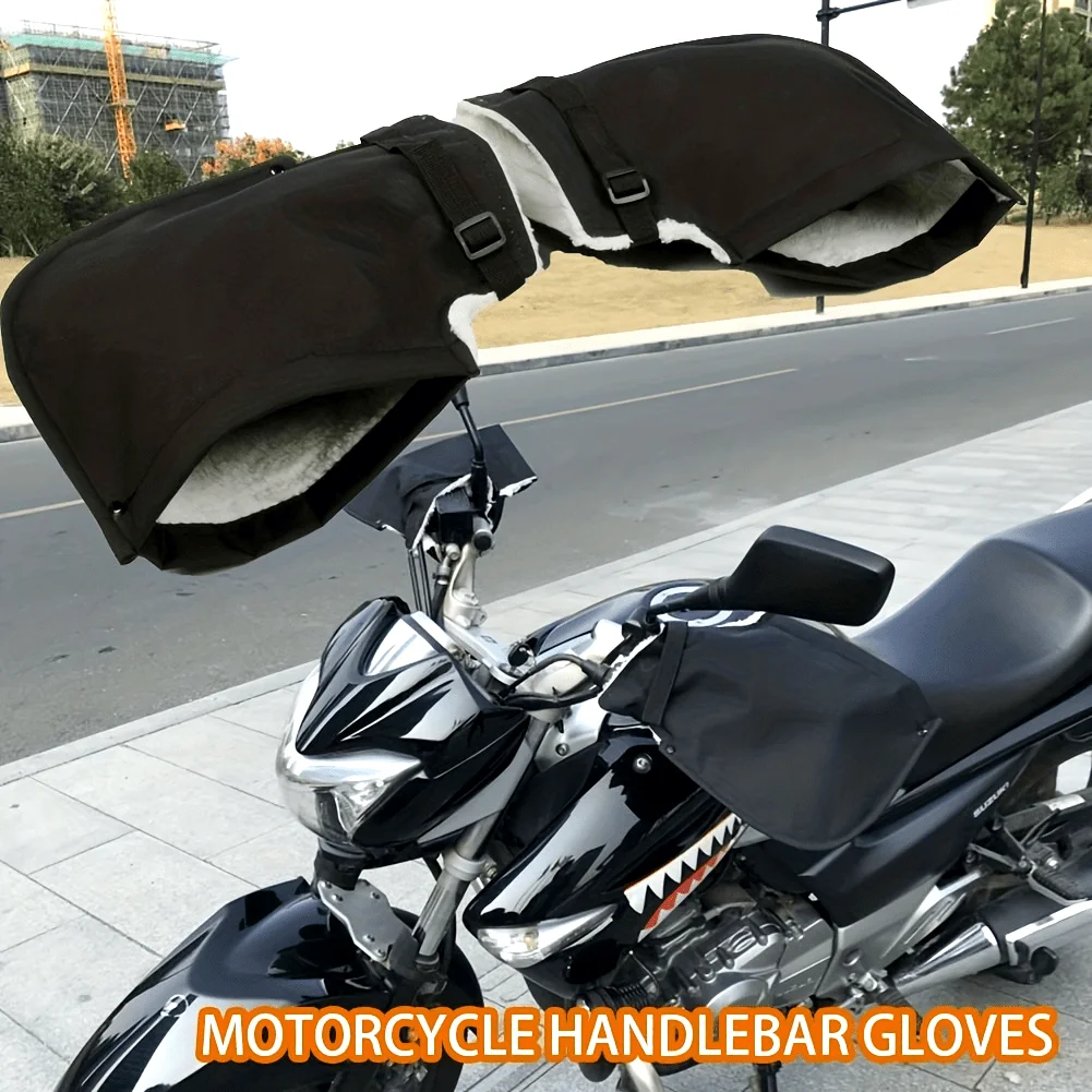 Motorcycle Handlebar Gloves Windproof Winter Warm Velvet Covers For Motorcycle Scooter Electric Vehicles Motorbike Handle Cover