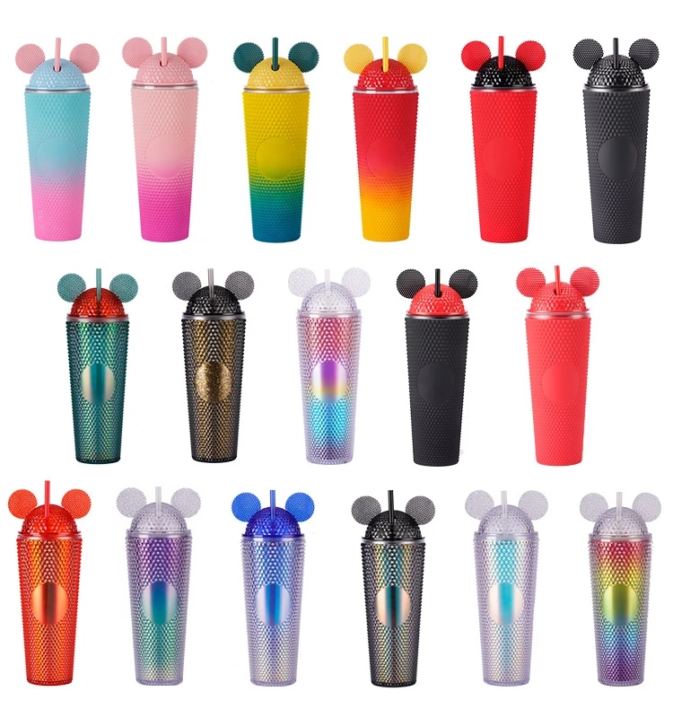 

MINISO оригинальная Новая двухслойная пластиковая соломенная чашка Disney 2024, большая емкость, ручная чашка, портативная дурианская изоляционная чашка