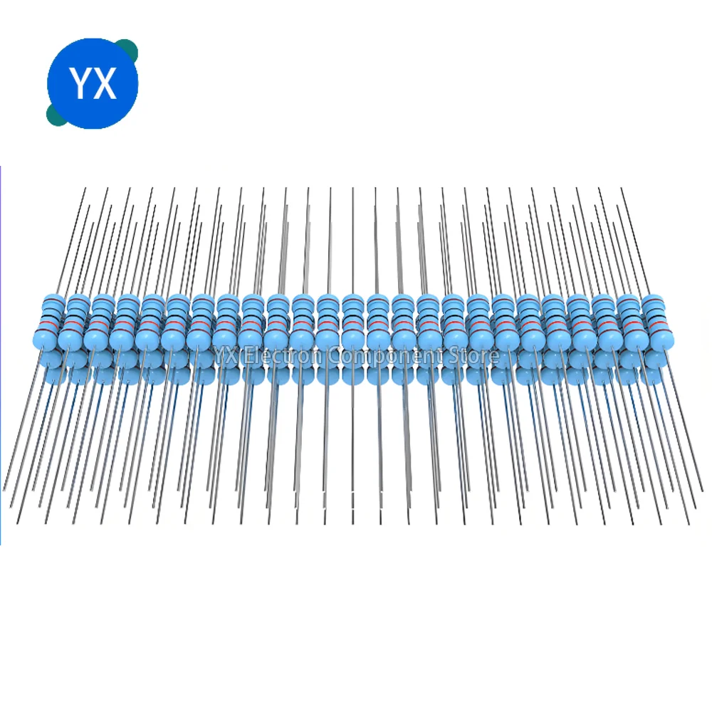 Resistor de película metálica 20 piezas, anillo de cinco colores de 3W, resistencia de potencia 0.1R ~ 1M 1% 4.7R 10R 100R 220R 470R 1K 3,3 K 10K 22K 2,2 K 4,7 K Ohm, 100