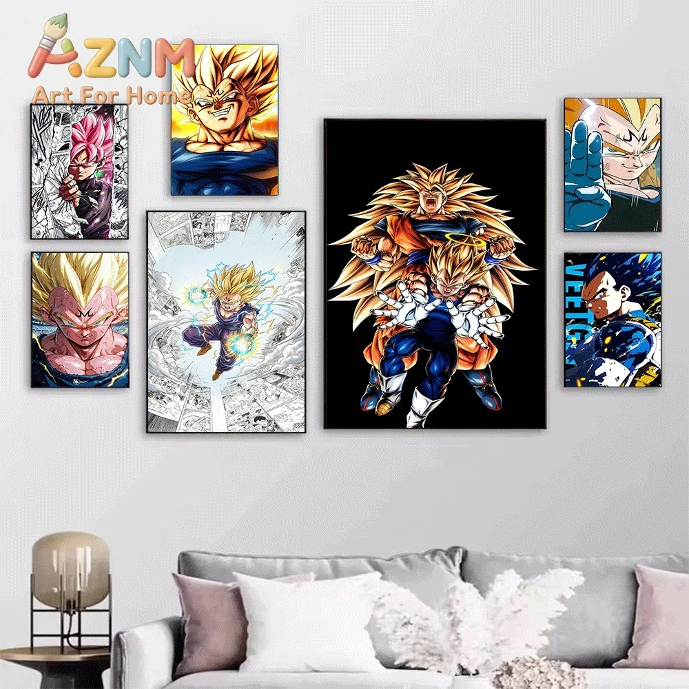 Dragon Ball Z Vegeta Blue Trunks Majin Vegeta Anime Canvas Wall Art Unframed Single Canvas Print Home Decor Poster for Living