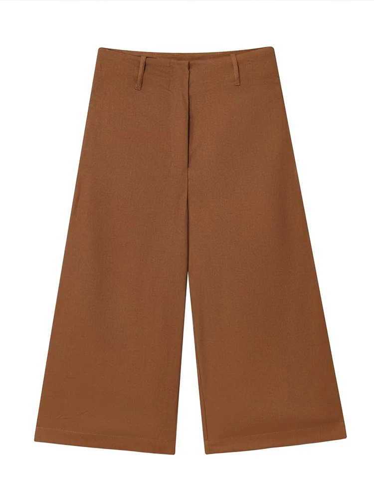 Europese stijl nieuwe damesmode veelzijdig temperament eenvoudige effen kleur casual cropped broek