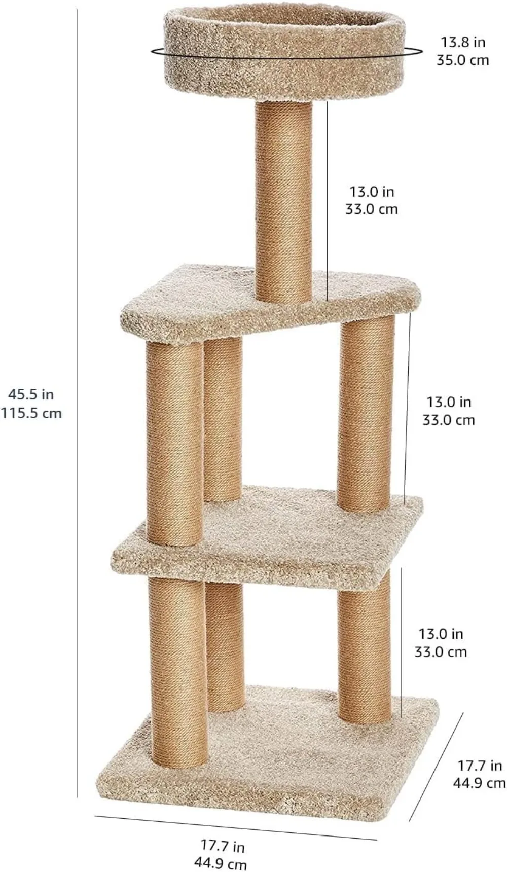 Cat Tree Indoor Climbing Activity Tower with Scratching Posts, Multi-level, Large, 17.7