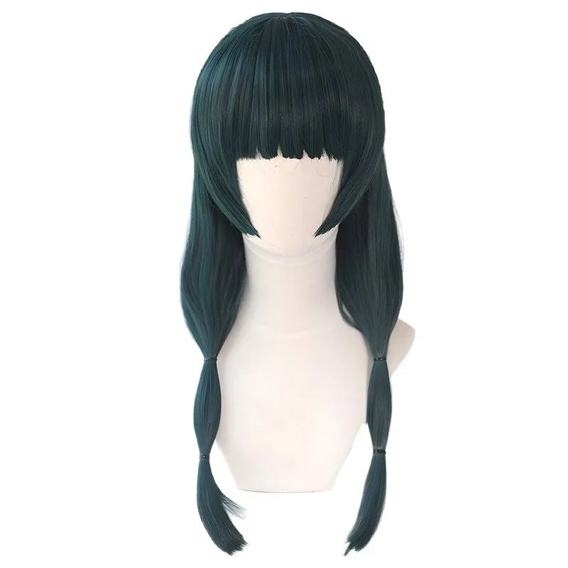 شعر مستقيم بسحاب مزدوج باللون الأخضر الداكن مع أو بدون خيارات العبوة، همسات فتاة الصيدلة، شعر مستعار لعب القط الأنيمي #5