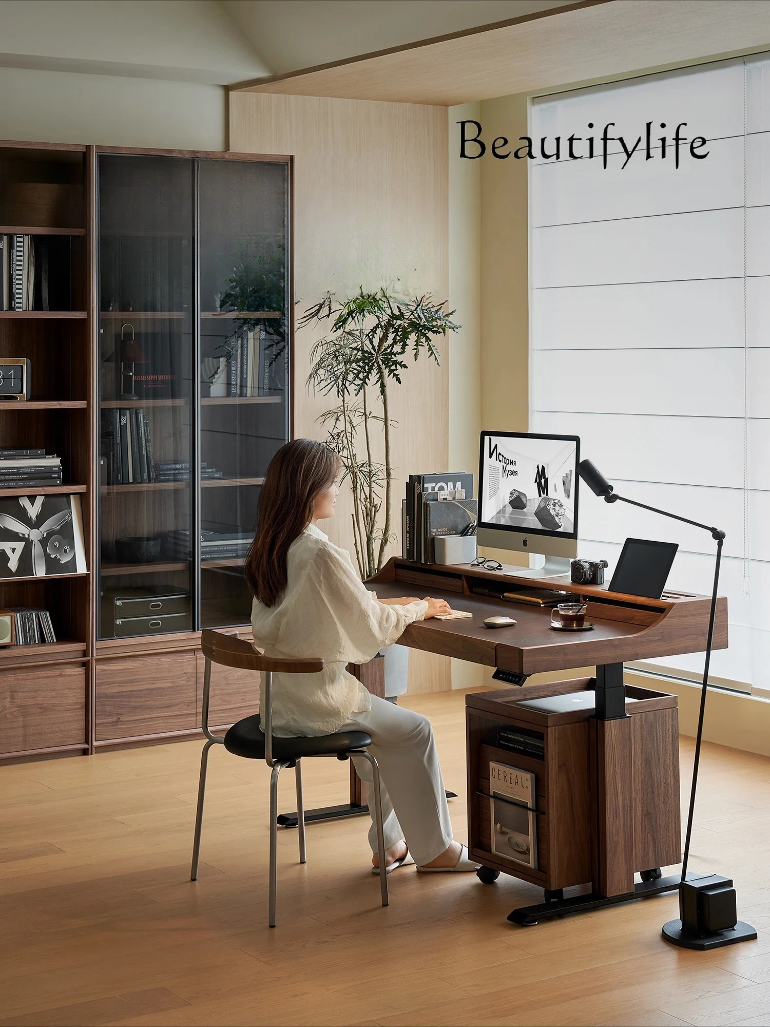 

X Free Lifting Desk North American Imported Black Walnut Solid Wood Electric Adjustable Study Home