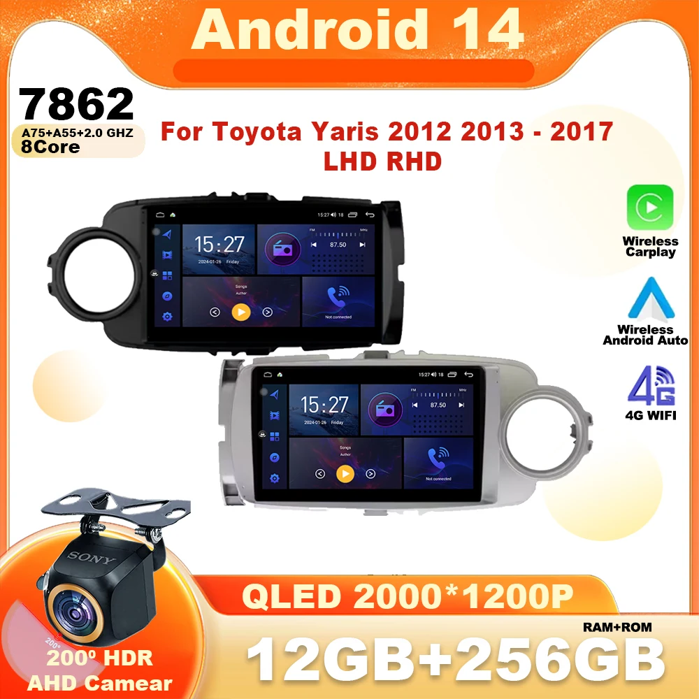 

Android 14 Carplay Car Radio For Toyota Yaris 2012 2013 2014 2015 2016 2017 Navigation GPS Multimedia Player stereo wifi BT Auto