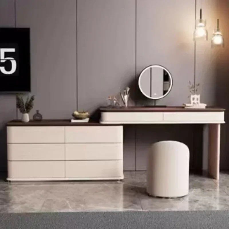 durable  Wooden Vanity Dresser Modern Nordic Storage Mirrors Dressing Table Bedroom Cabinet Coiffeuse Chambre Bedroom Furniture