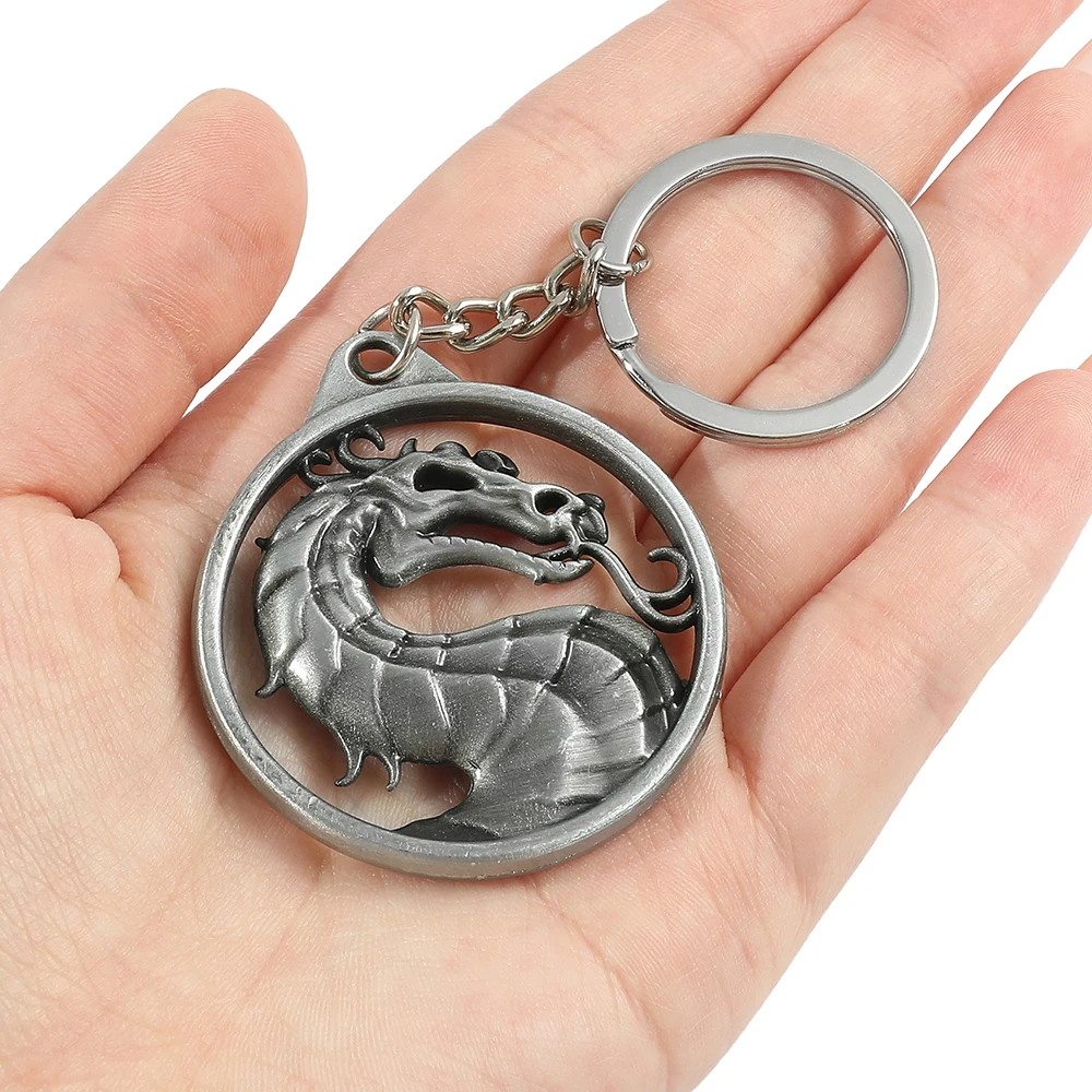 Game Mortal Kombat Keychain Fashion Vintage Charm Dragon Totem Metal Keyring Holder Gift for Men Car Key Accessories