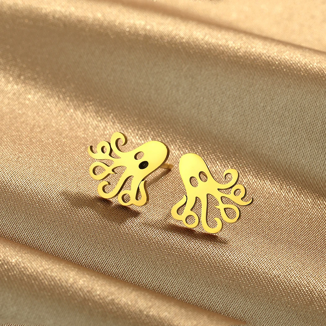 CHENGXUN Tiny Octopus Stud Earring Mermaid Ear Octopus Tentacle Earrings Scuba Diver Gift Ocean Fish Lover Gift