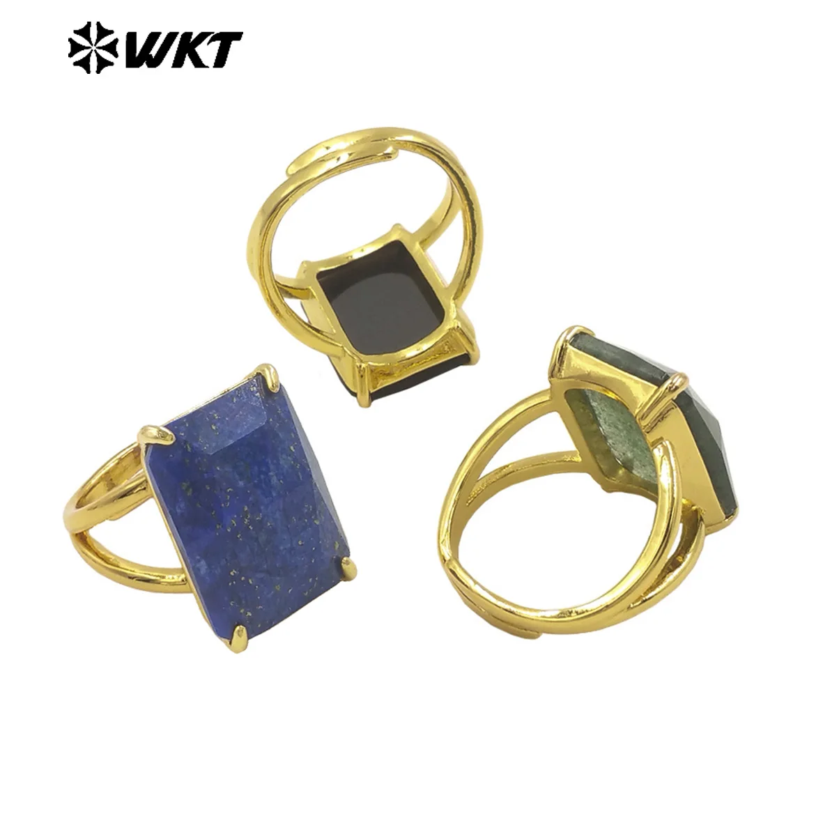 

WT-R529 2024 новый дизайн квадратный натуральный драгоценный камень регулируемое кольцо с 18-каратным позолоченным элегантным и красивым подарком для женщин