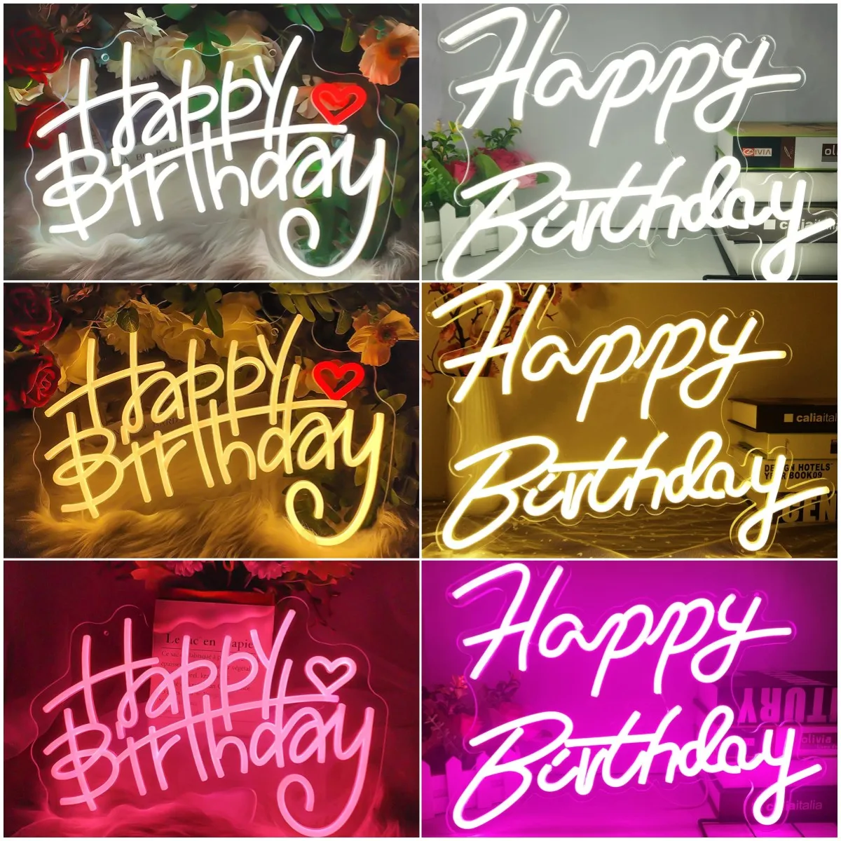 

Happy Birthday Neon Sign Light Custom Atmosphere LED Hanging Bedroom Shop Party Room Club Bar Wall Decor Ation Gift USB