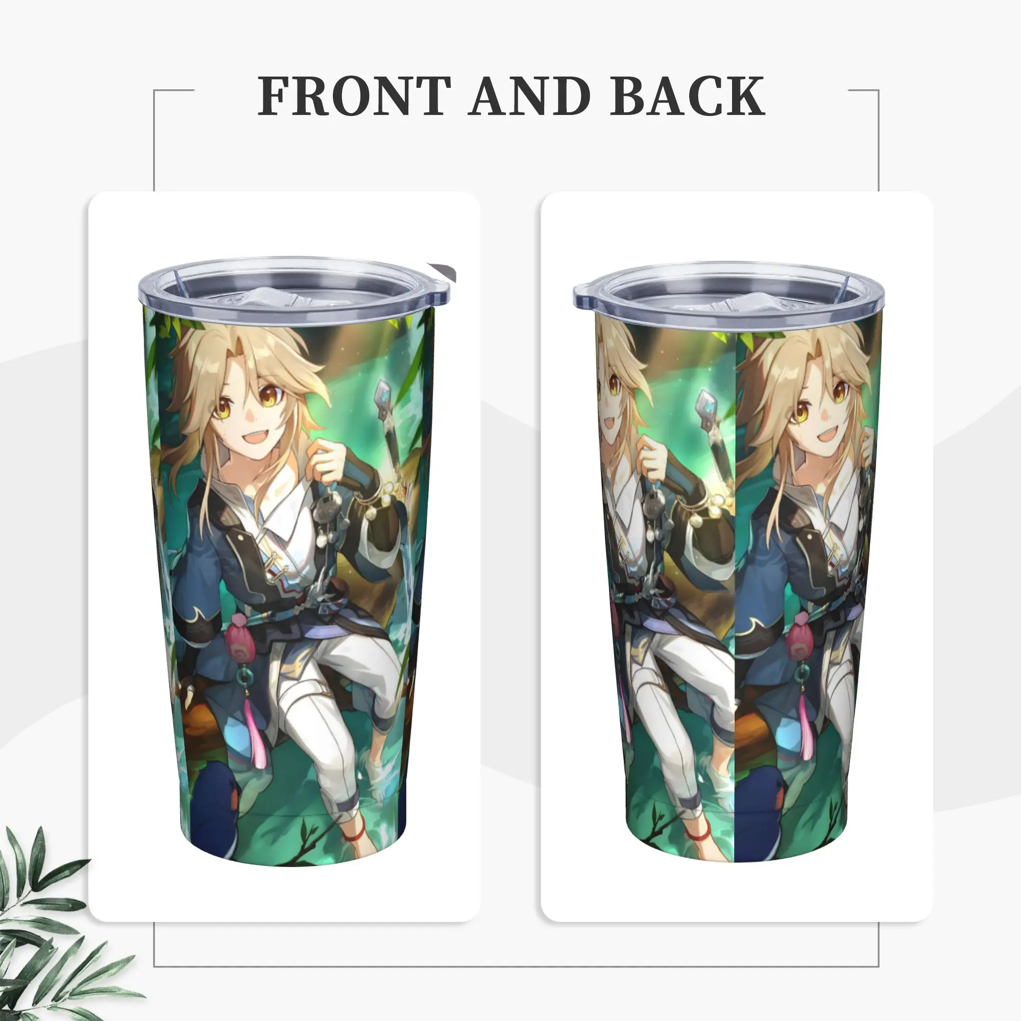 Yanqing Insulated Tumbler with Straws Honkai Anime Vacuum Thermal Mug Office Home Spill Proof Cups, 20oz