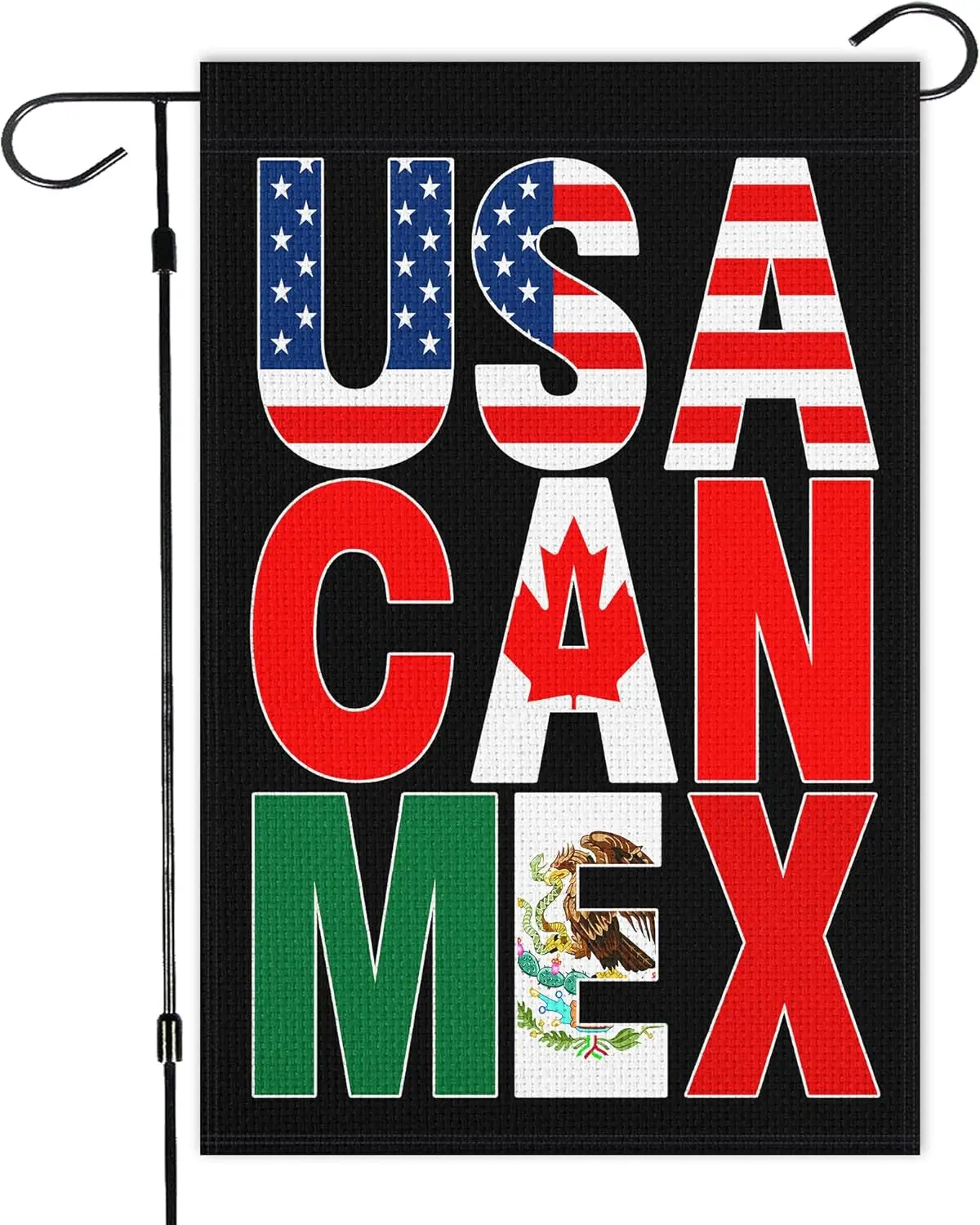 Usa Canada Mexico 2026 Soccer Football Supporters Burlap Garden Flag,12X18 Inch, for Yard Outdoor Decor (Flagpole Not Includ ZZM