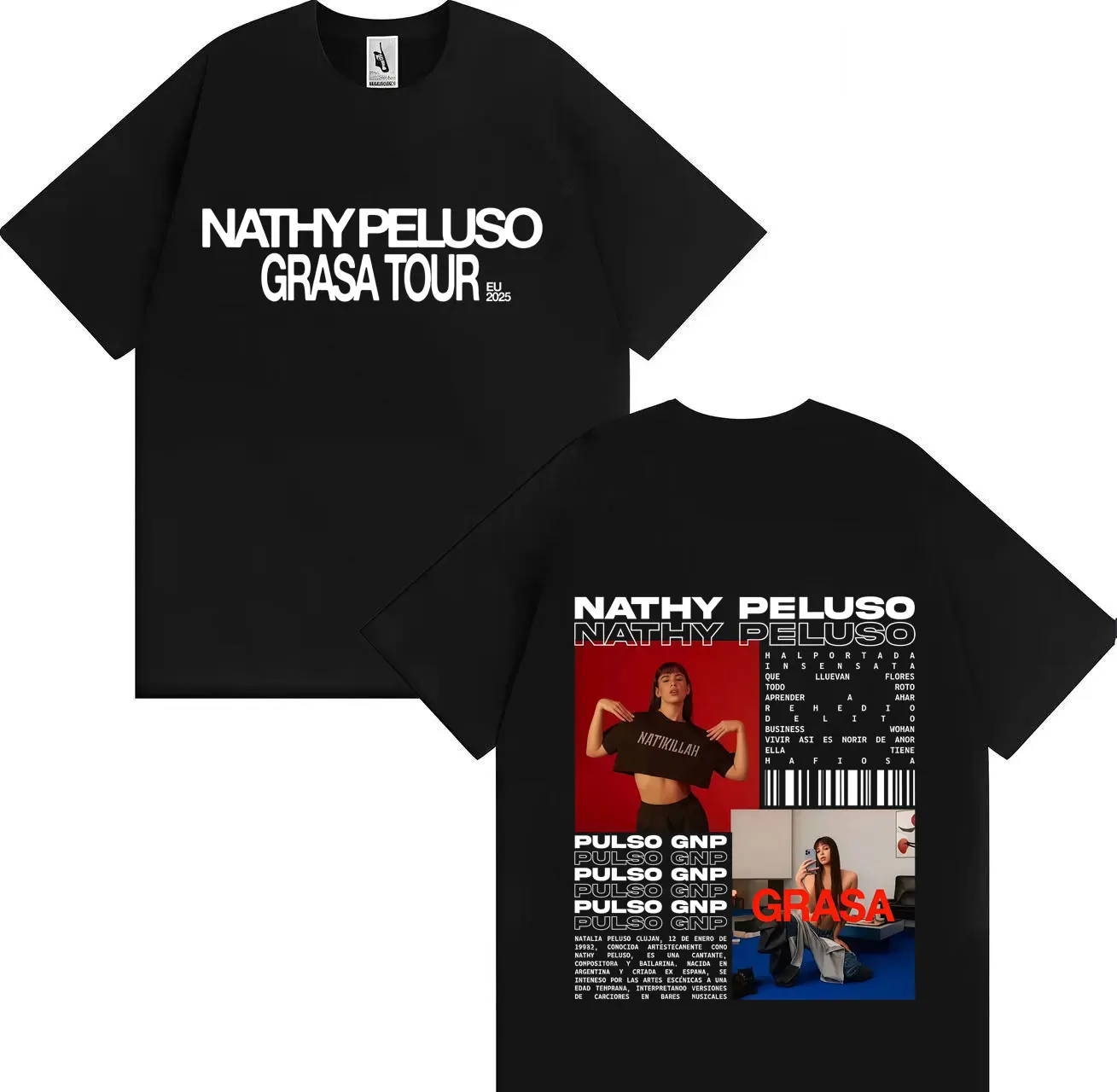 العصرية مغني الراب ناثي بيلوسو غراسا ألبوم موسيقى البوب 2025 طباعة الذكور الفكاهة Harajuku الصيف طباعة 100% القطن الخالص فضفاض تي شيرت