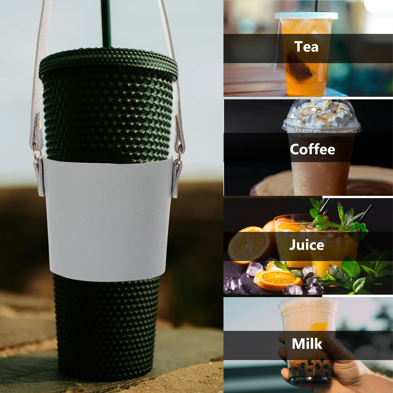 

Coffee Cup Sleeve Pu Reusable Insulated Drink Carrier Portable Hot Cup Holder For Tea Milkshake Travel Gift