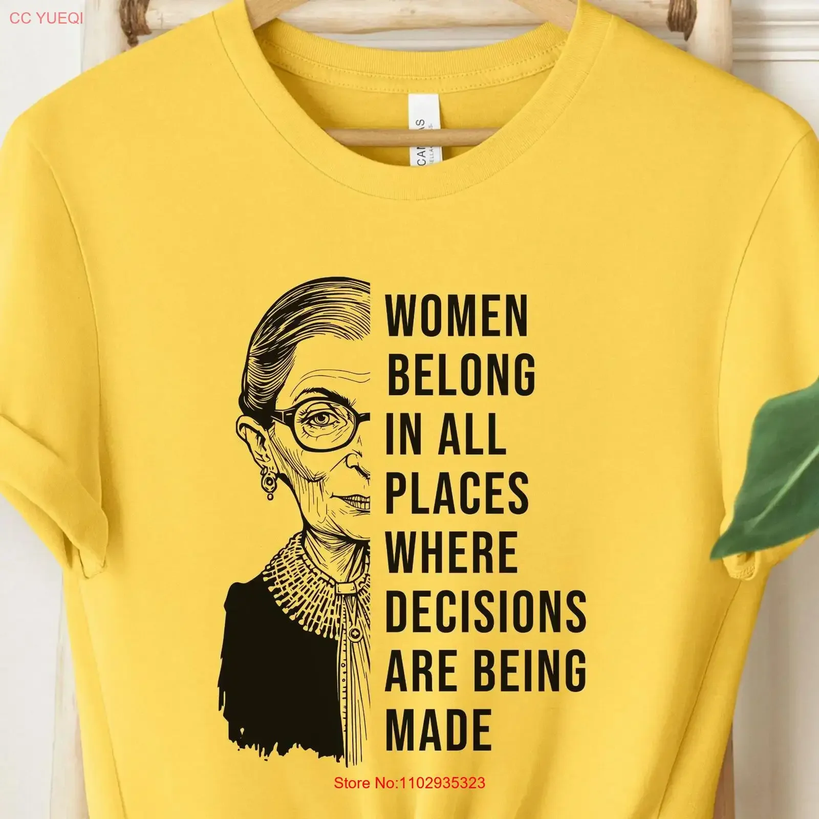 T-shirt pour femmes « Women Belong In All Places » ResisT ProtesT Ginsburg Social Justice Anti MAGA vintage Washed homme Légèrement graphique