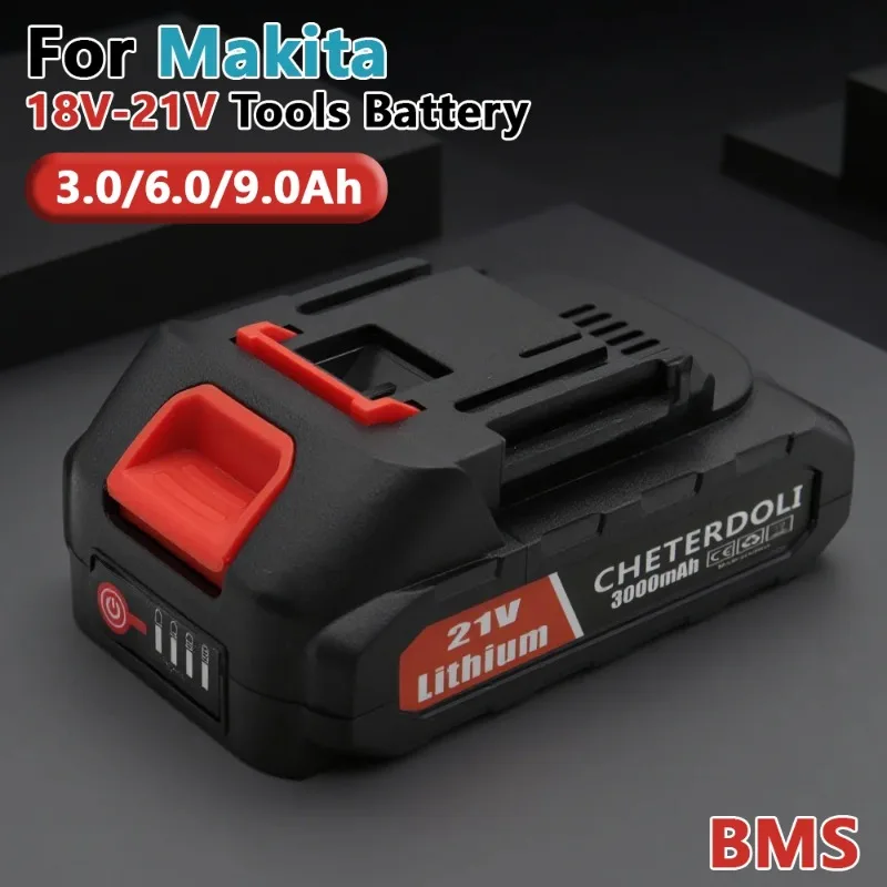 

21V for Makita 9.0Ah Smart Battery 5S3P Li-ion Pack Overheat Protection for Power Tools Drills Safety Certified 2H Fast Charging