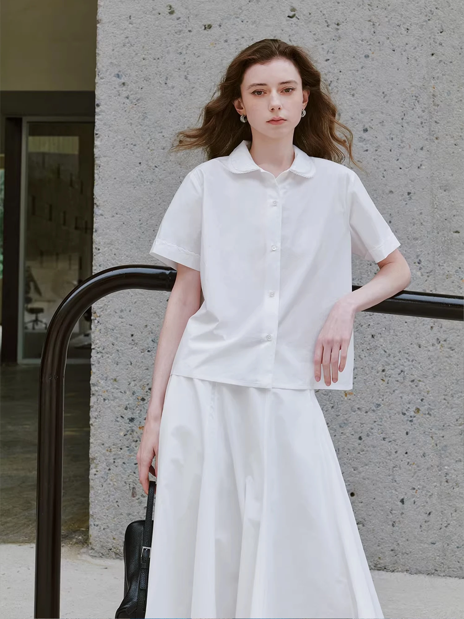 

fection Avocado MU Series ort Sve Doll Collar Ruffle Double Layer Cotton irt Girl's Sle Breathable Comfortable Pu...