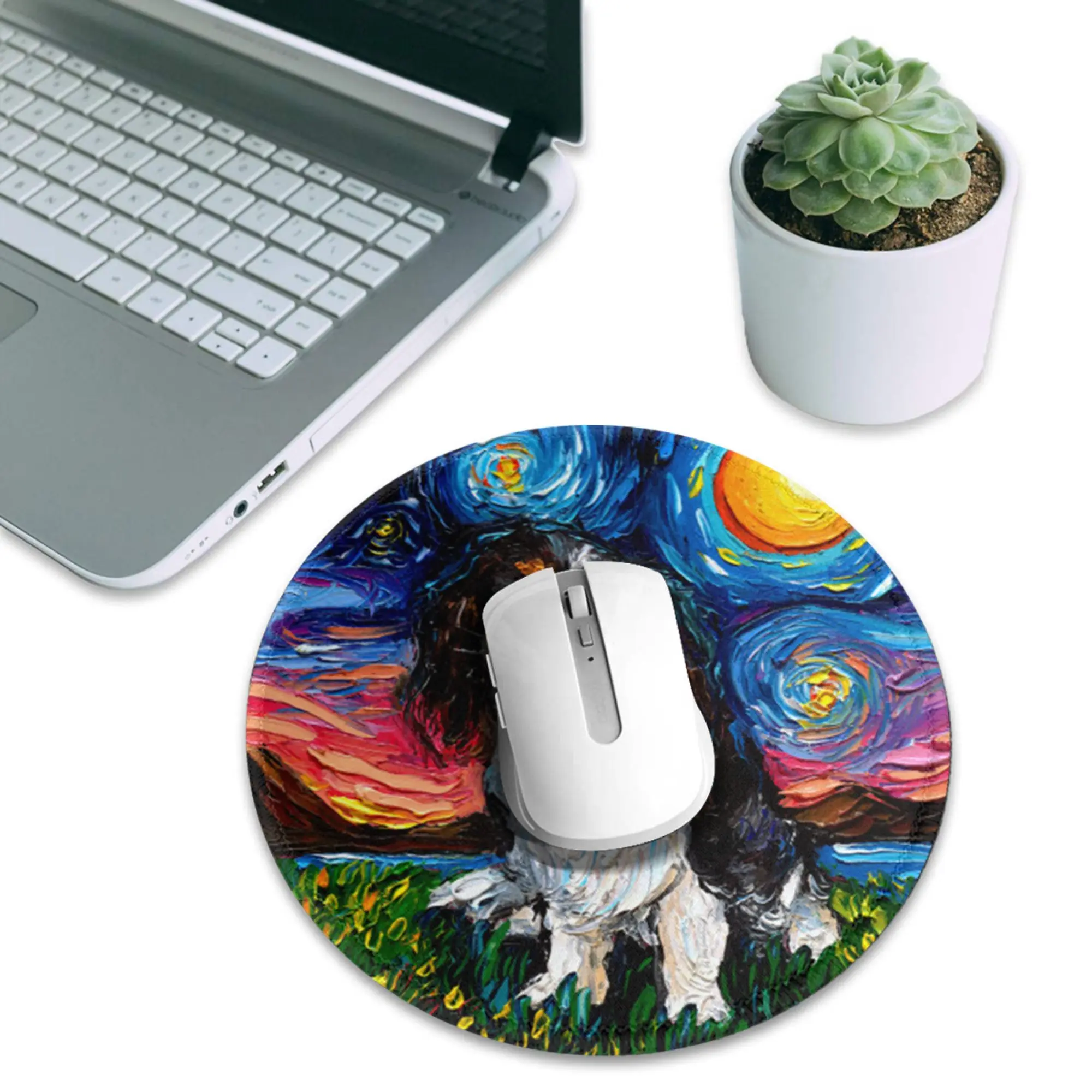 Tri Color Cavalier King Charles Spaniel Night Mouse Pad Computer Keyboard Mouse Mat Gamer PC Laptop Desk Mat Office Table Mats