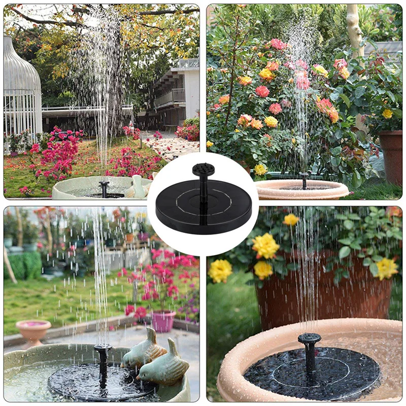 Solar Fountain Pump Energy-saving Plants Watering Kit Colorful Solar Fountain Solar Panel Bird Bath Fountain Outdoor Garden Pool